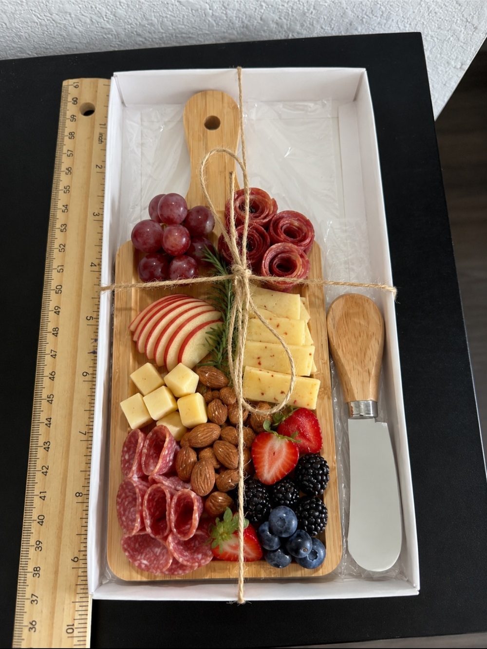 Wooden Bamboo Serving Board and Spreader Set - Natural